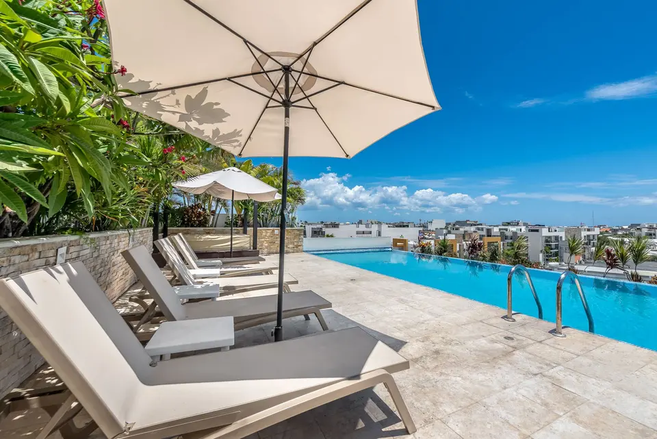 Our rooftop pool has one of the best views and the best amenities