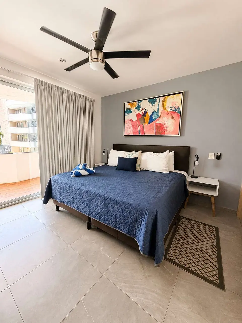 Comfortable king-size bed for a restful night's sleep.