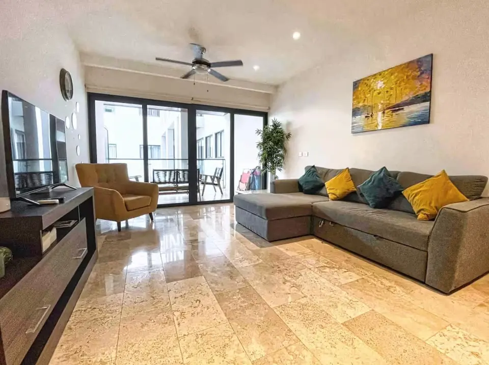 Spacious living area; comfortable and stylish.