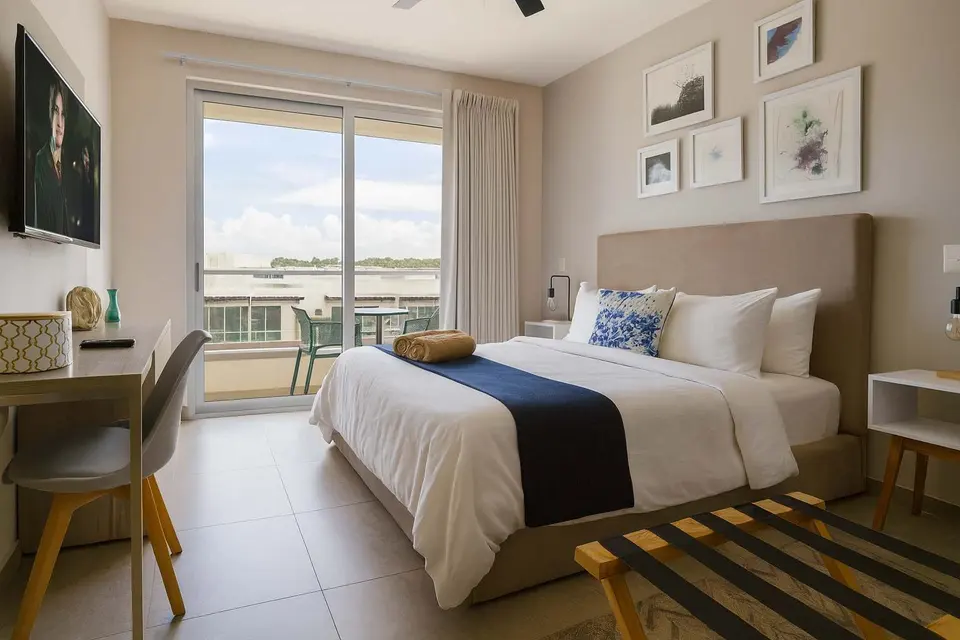 Comfortable bedroom with a king-size bed.