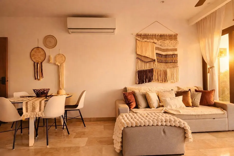 Stylish living room with comfortable seating.