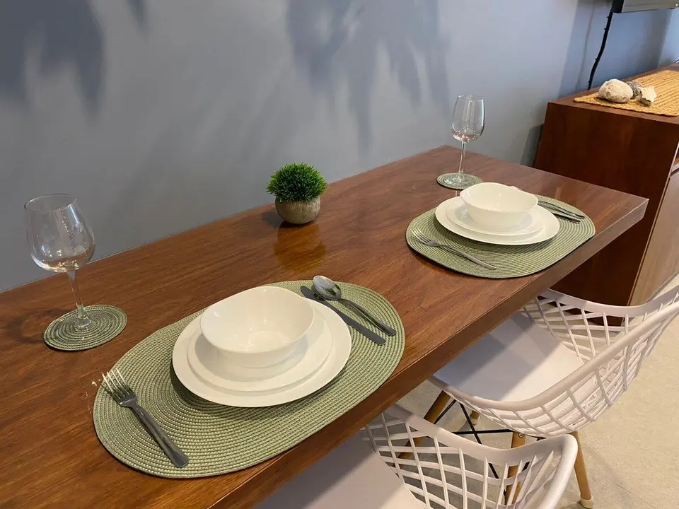 Modern dining setup with stylish details.