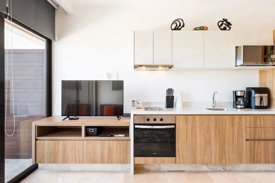 The kitchen area is fully equipped