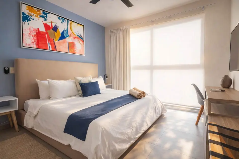 Comfortable king-size bed in your private bedroom.